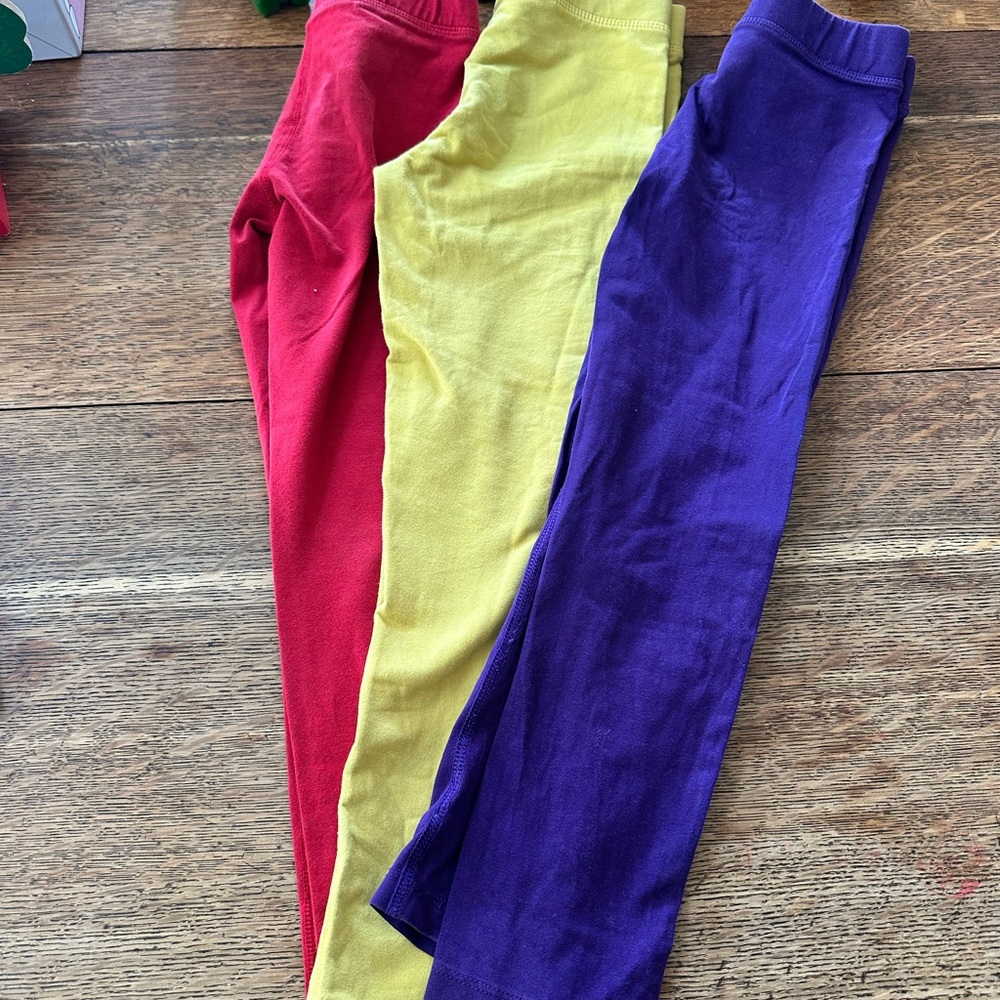 Primary Colorful Kids Leggings Set - Scarlet, Lemon, Violet